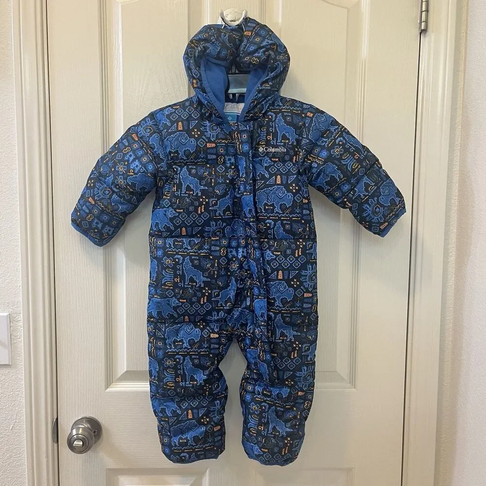 Columbia Infant Snuggly Bunny II Bunting Down Snowsuit Blue Boys 12-18 Months